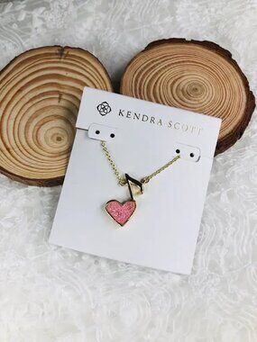Kendra Scott Pink Heart-and-Note Necklace